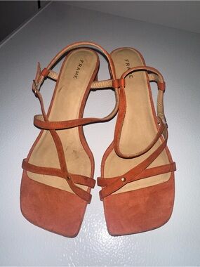 Frame Women's Rust Orange Suede Strappy Sandals